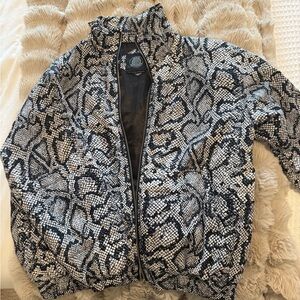 Black and white printed bomber jacket
